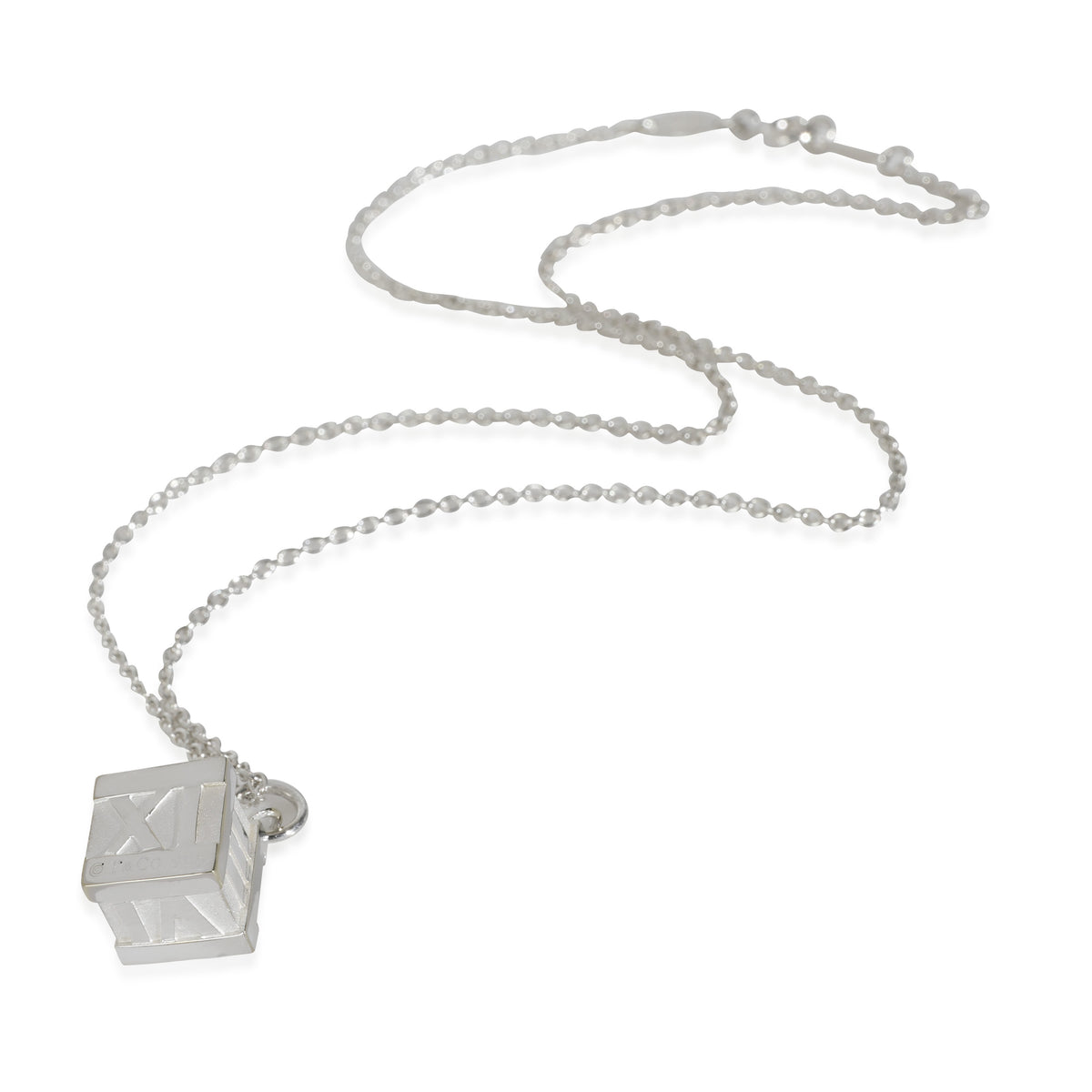 Atlas Cube Pendant In Sterling Silver On Elsa Peretti Chain