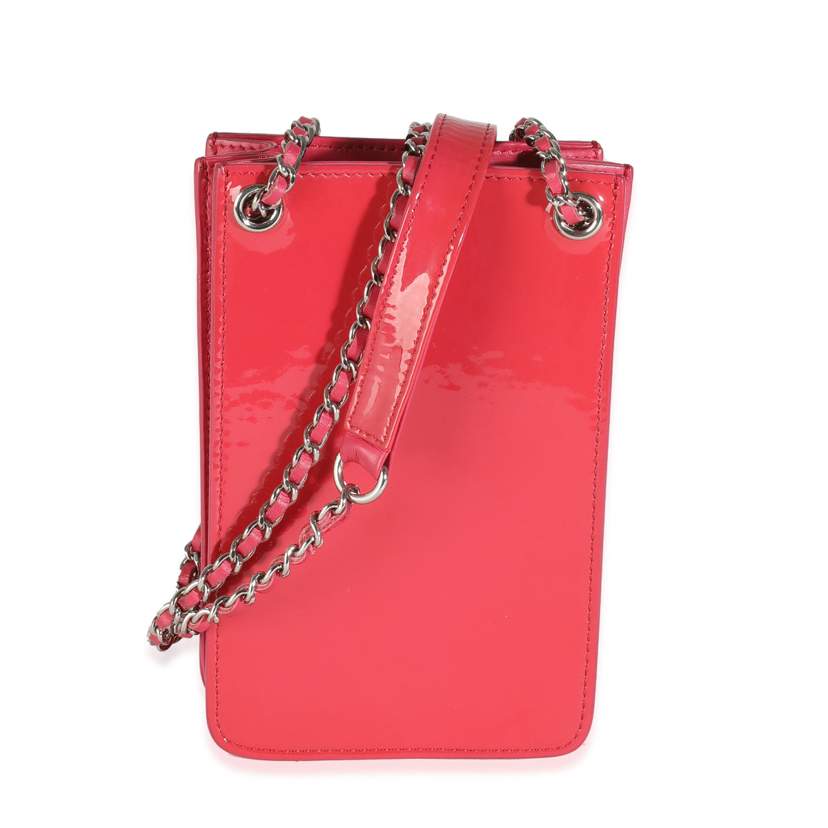 Chanel Pink Patent CC Phone Holder With Chain Handbag bv