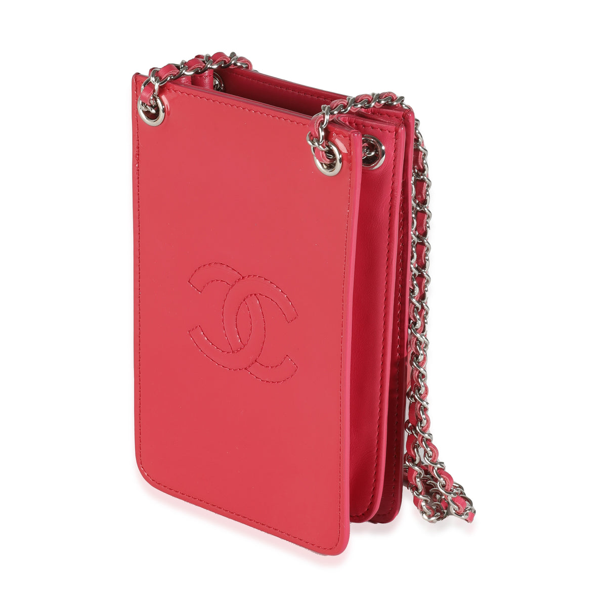 Chanel Pink Patent CC Phone Holder With Chain Handbag sv
