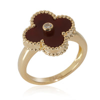 Vintage Alhambra Ring With Carnelian In 18K Yellow Gold, .05