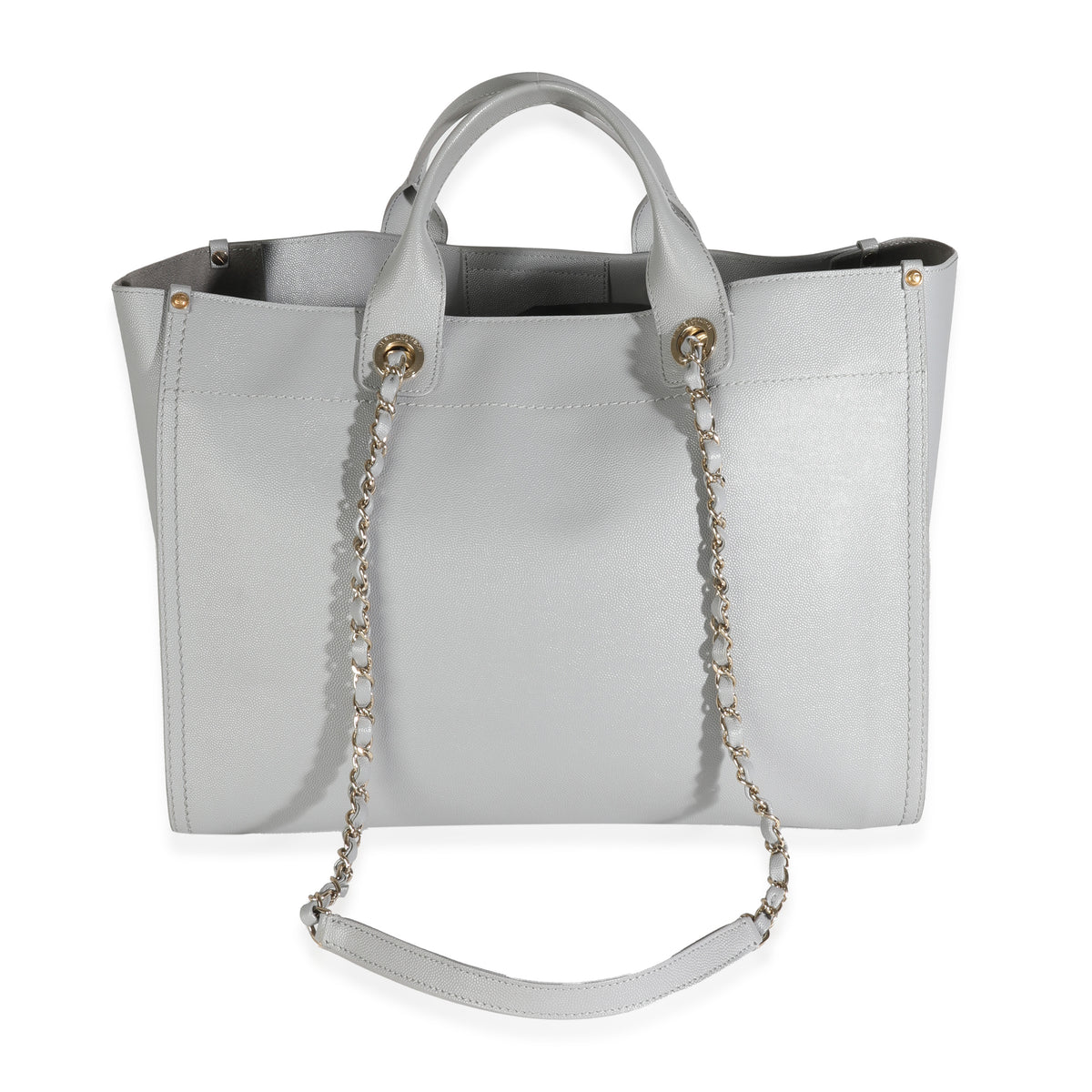 Grey Caviar Studded Medium Deauville Tote