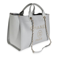 Grey Caviar Studded Medium Deauville Tote