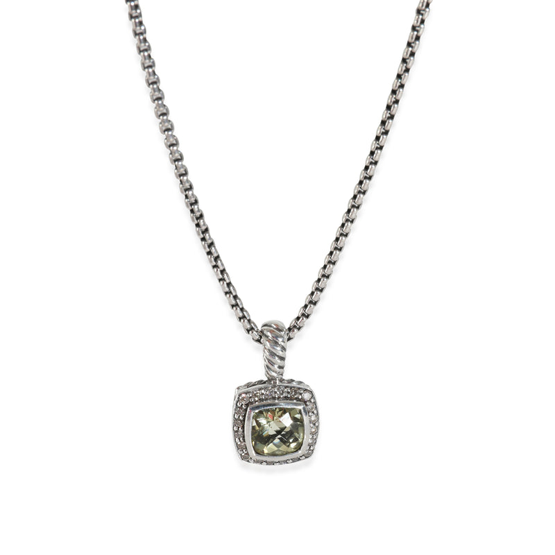 Albion Prasiolite Diamond Pendant in  Sterling Silver 0.17 CTW