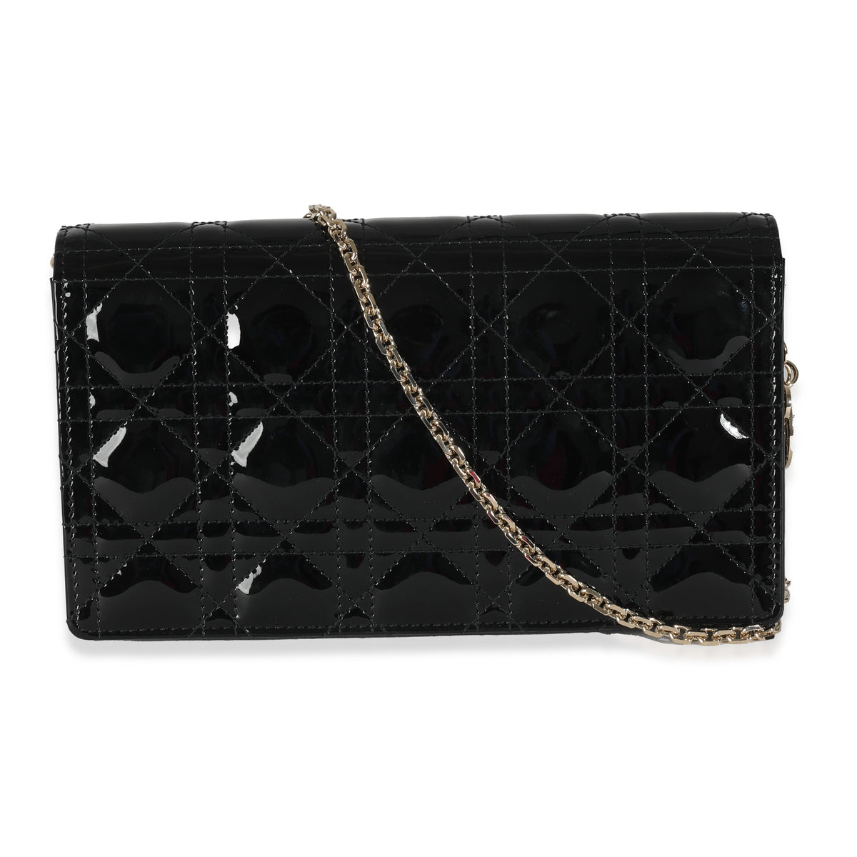 Black Patent Cannage Lady Dior Pouch