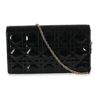 Black Patent Cannage Lady Dior Pouch