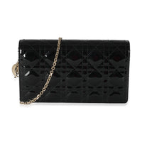 Black Patent Cannage Lady Dior Pouch
