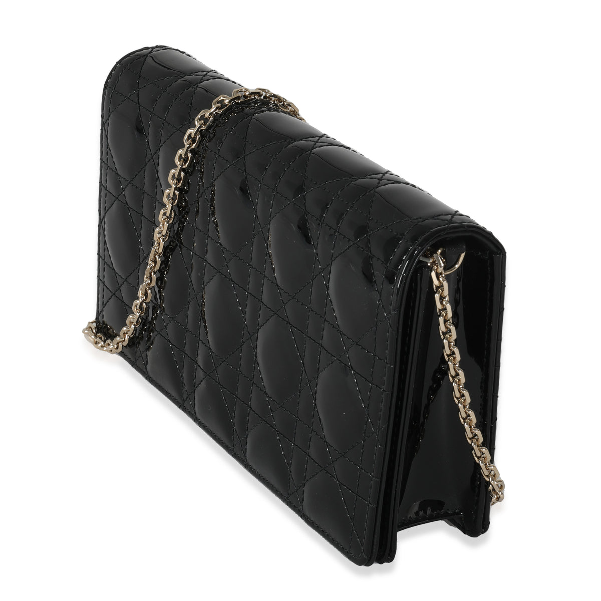 Black Patent Cannage Lady Dior Pouch