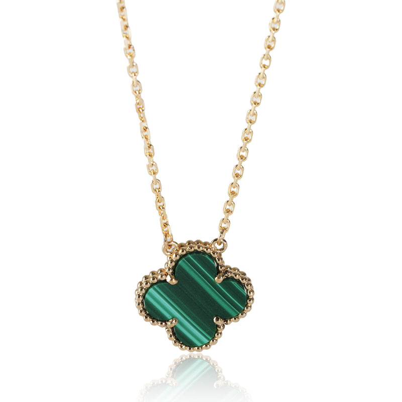 Alhambra Pendant Necklace With Malachite In 18K Yellow Gold