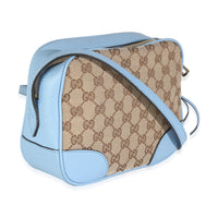 Blue Dollar Calfskin Beige GG Canvas Bree Messenger Bag