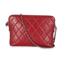 Burgundy Quilted Lambskin Front Pocket Camera Bag
