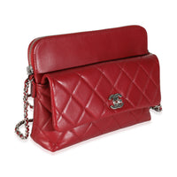Burgundy Quilted Lambskin Front Pocket Camera Bag