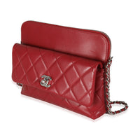 Burgundy Quilted Lambskin Front Pocket Camera Bag