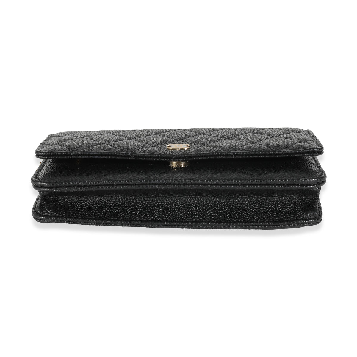 Black Quilted Caviar Classic Wallet On Chain