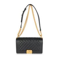 Black Quilted Calfskin Medium Boy Bag