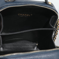 Black Navy Quilted Caviar Small CC FIligree Vanity Case