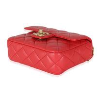 Chanel Red Quilted Lambskin Coco Pins Mini Flap Bag Handbag box
