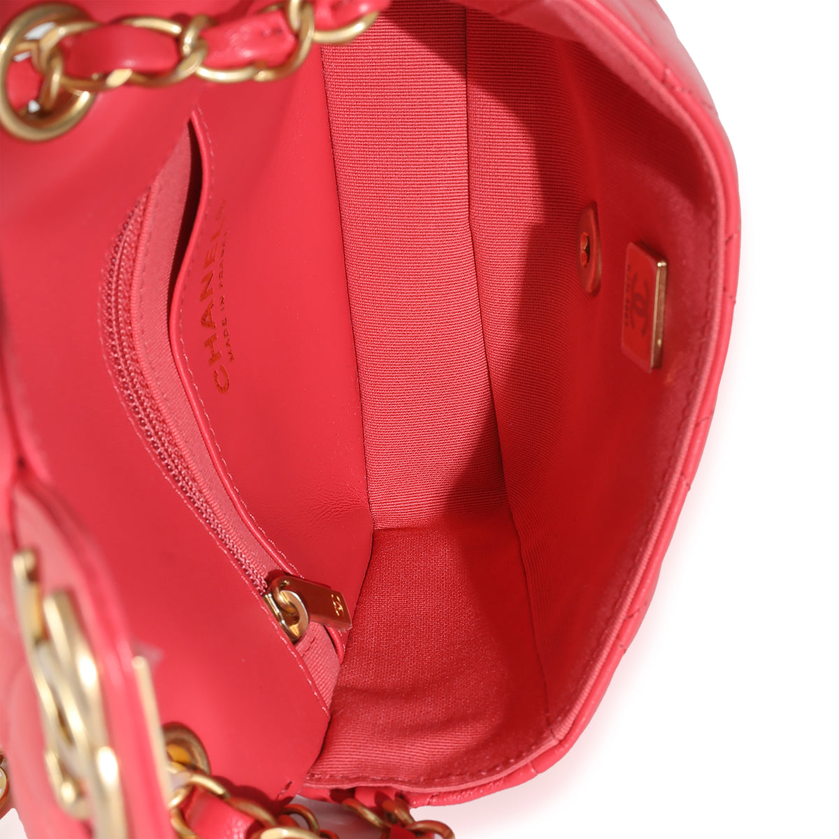 Red Quilted Lambskin Coco Pins Mini Flap Bag