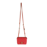 Red Quilted Lambskin Coco Pins Mini Flap Bag