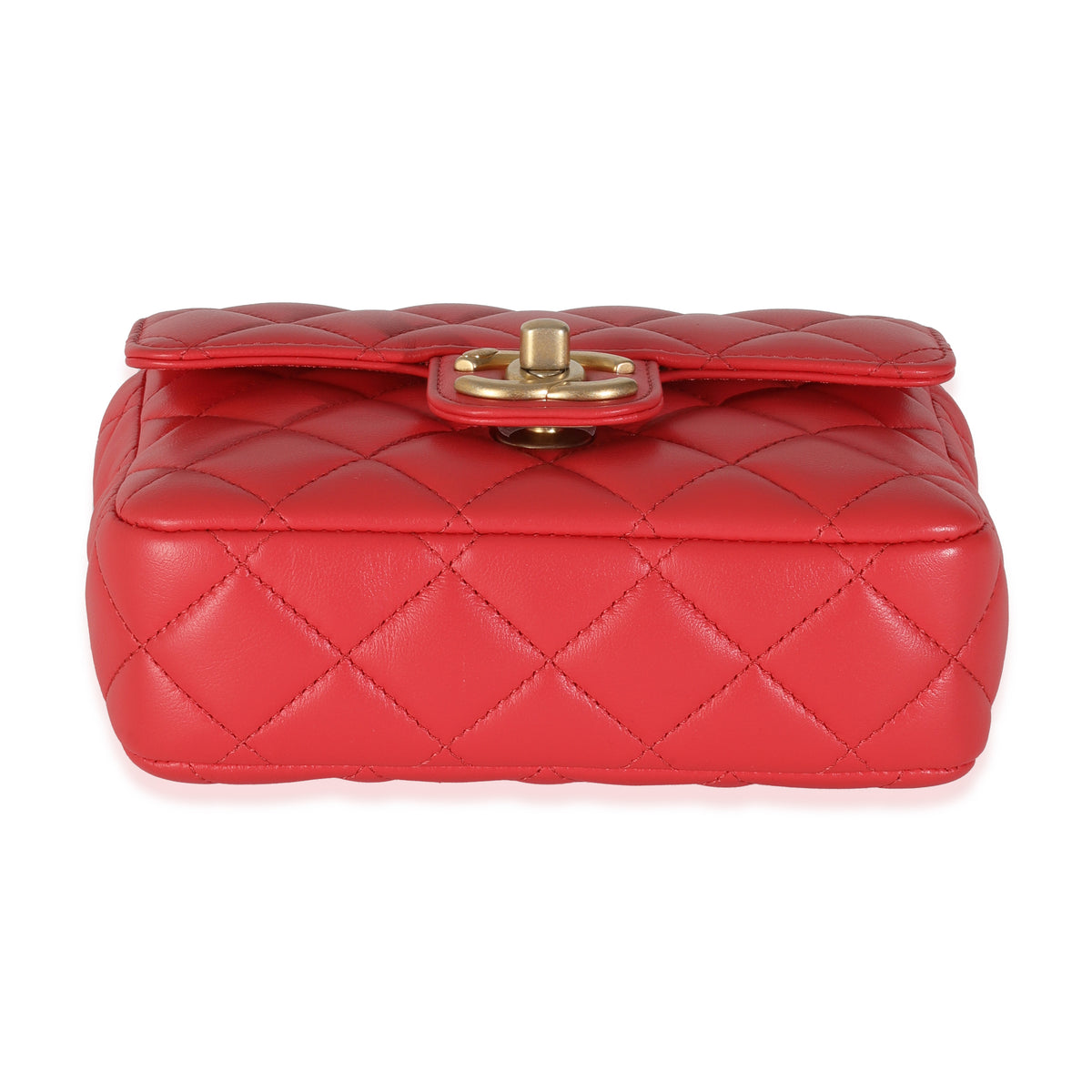 Red Quilted Lambskin Coco Pins Mini Flap Bag