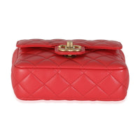 Red Quilted Lambskin Coco Pins Mini Flap Bag