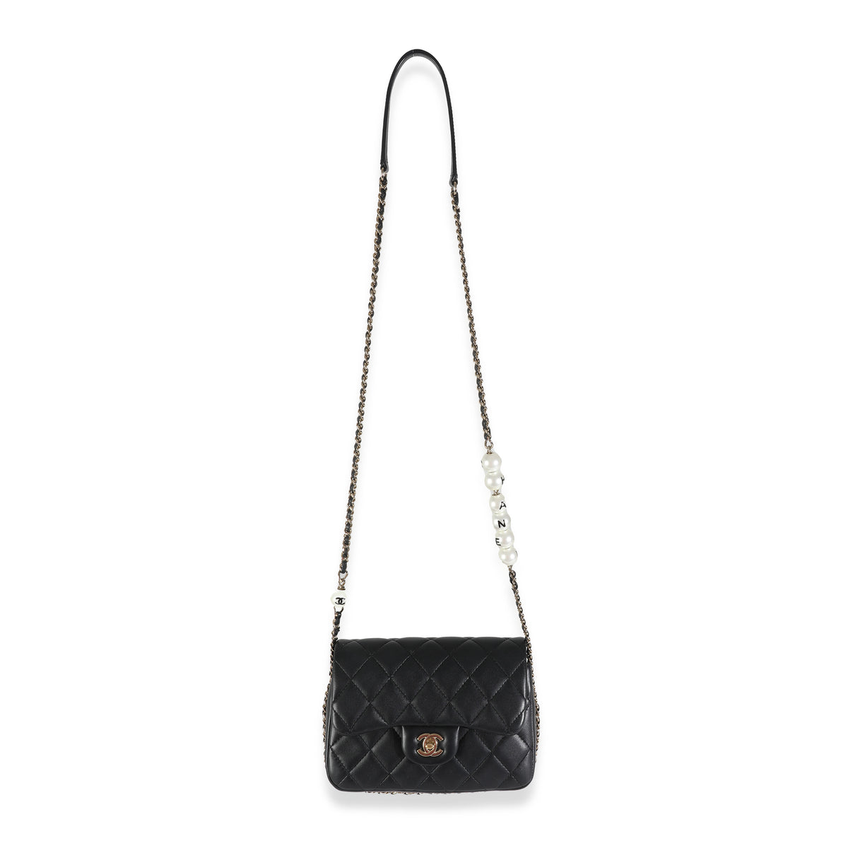 Black Quilted Lambskin Mini My Precious Pearls Flap Bag