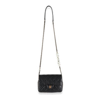 Black Quilted Lambskin Mini My Precious Pearls Flap Bag