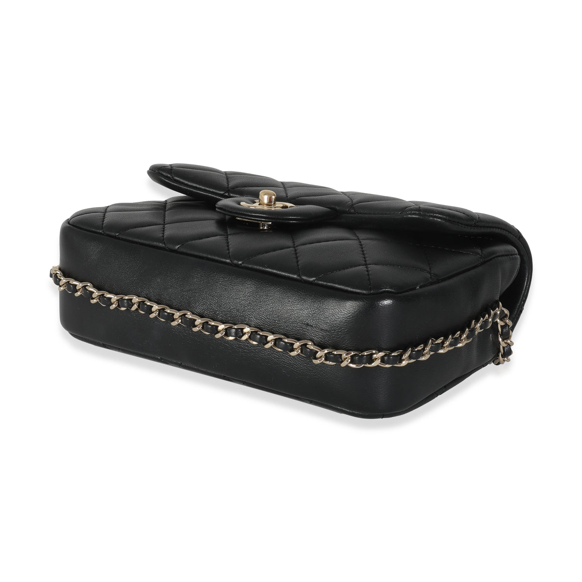 Black Quilted Lambskin Mini My Precious Pearls Flap Bag