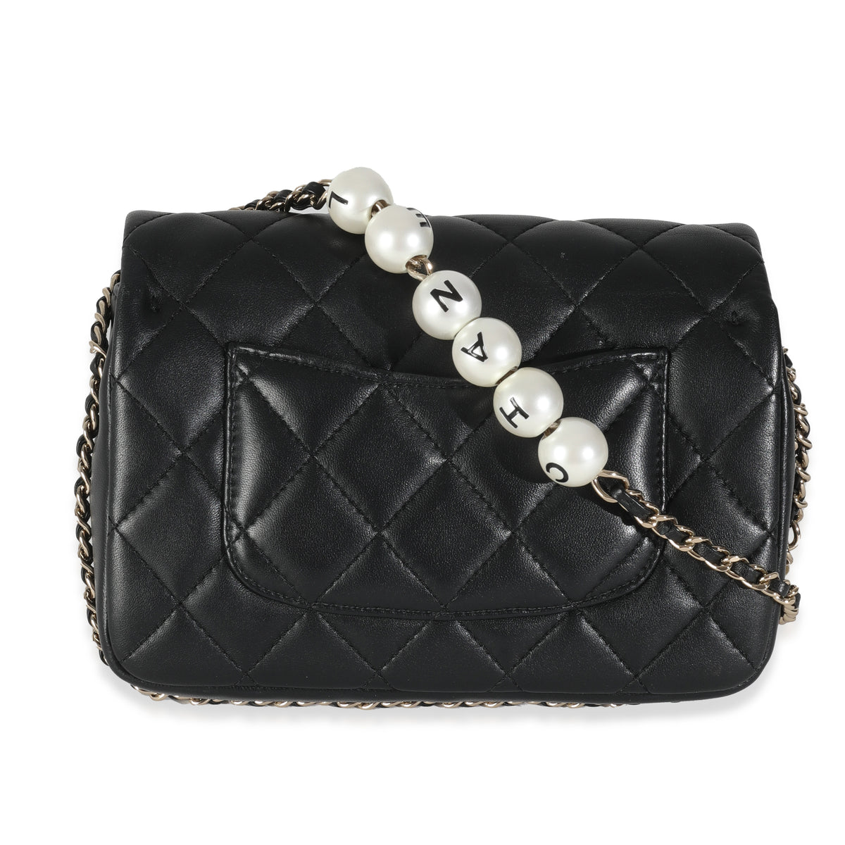 Black Quilted Lambskin Mini My Precious Pearls Flap Bag