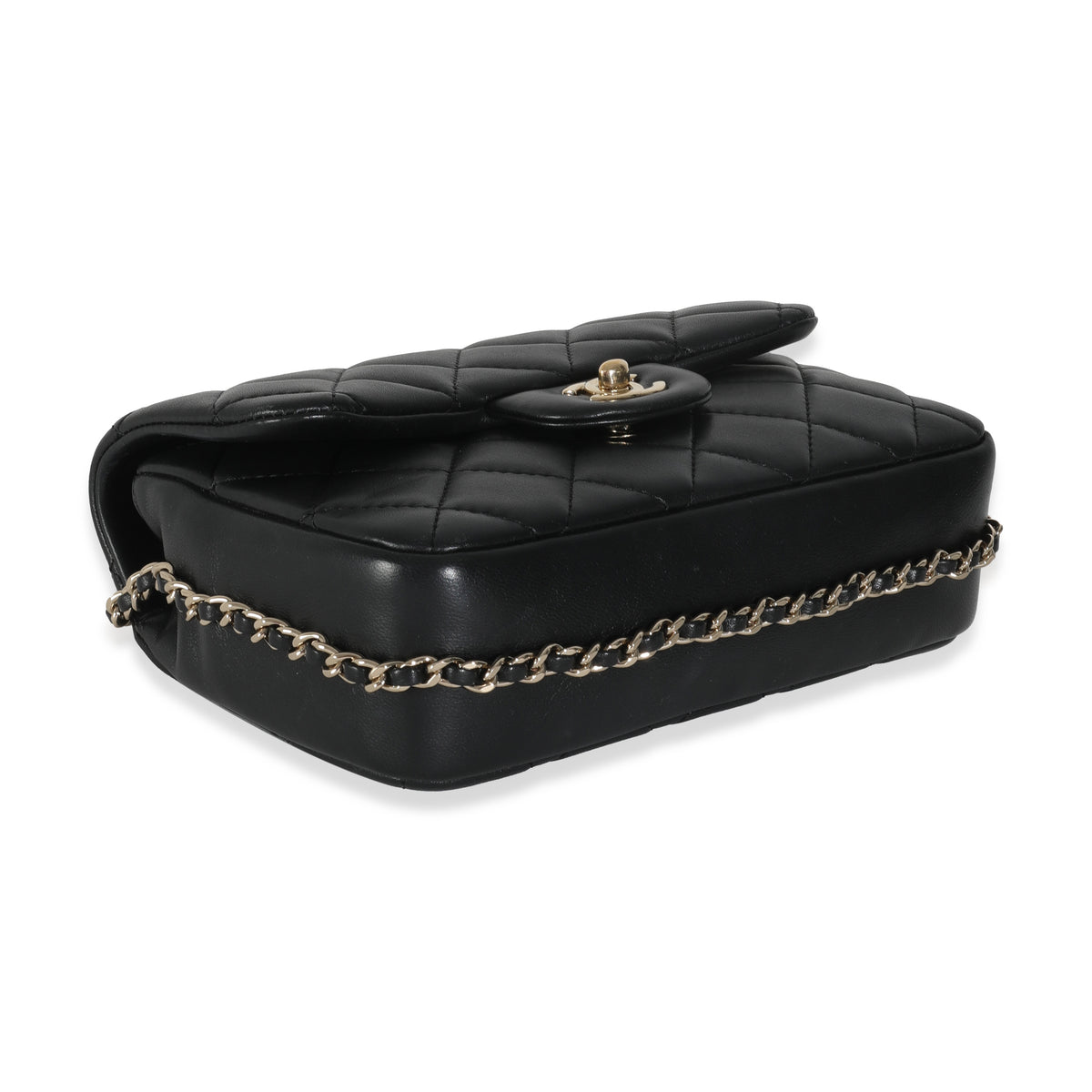 Black Quilted Lambskin Mini My Precious Pearls Flap Bag