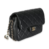 Black Quilted Lambskin Mini My Precious Pearls Flap Bag