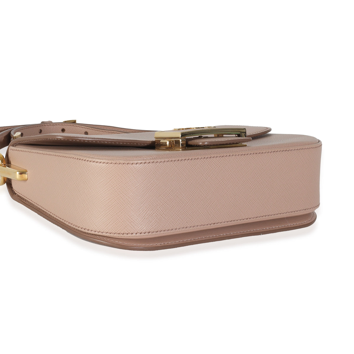 Prada Cipria Saffiano Lux Embleme Flap Shoulder Bag Handbag clasp