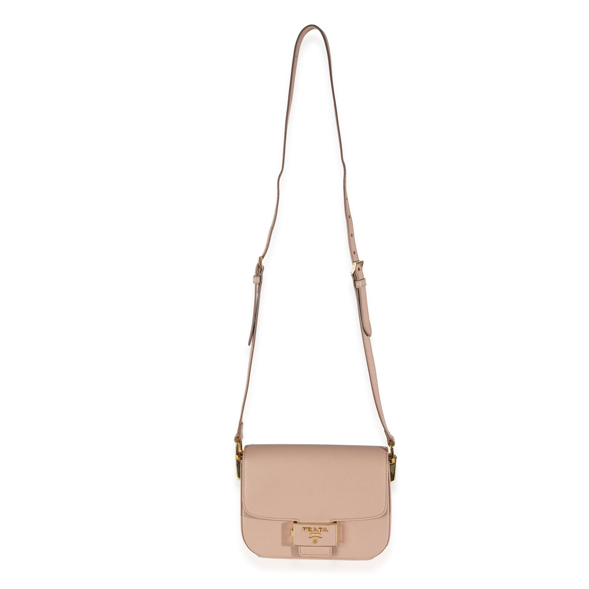 Cipria Saffiano Lux Embleme Flap Shoulder Bag