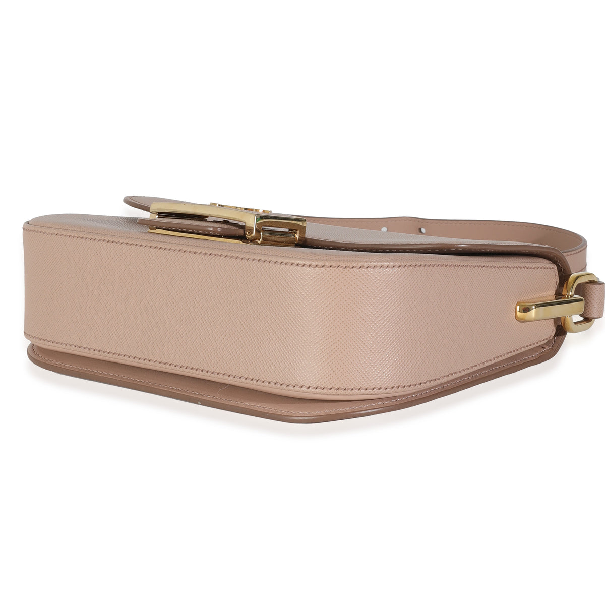 Cipria Saffiano Lux Embleme Flap Shoulder Bag
