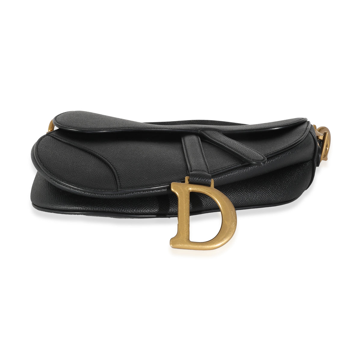Christian Dior Black Grained Calfskin Medium Saddle Bag | myGemma
