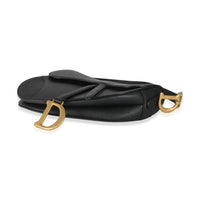 Black Grained Calfskin Medium Saddle Bag