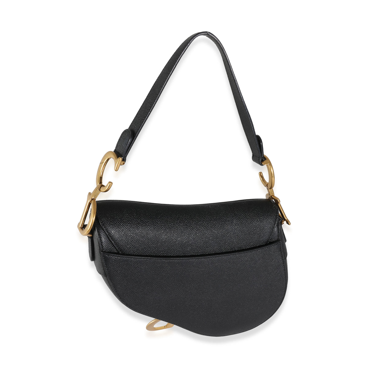 Christian Dior Black Grained Calfskin Medium Saddle Bag myGemma
