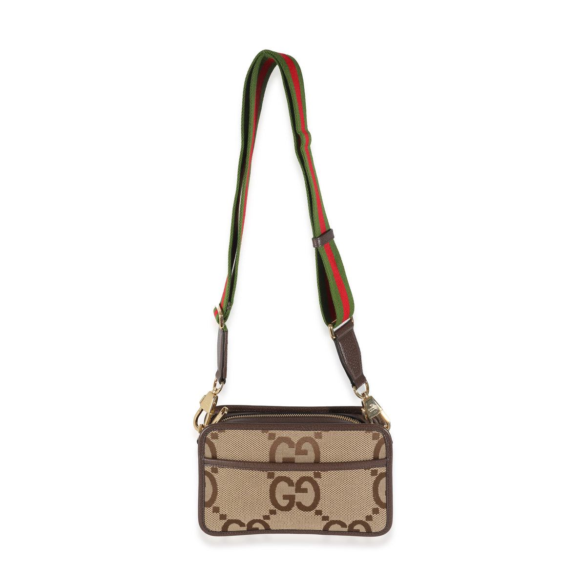 Dollar Calfskin Beige Jumbo GG Canvas Web Mini Crossbody Bag