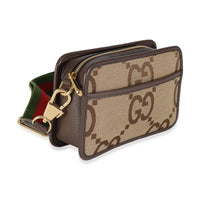 Dollar Calfskin Beige Jumbo GG Canvas Web Mini Crossbody Bag