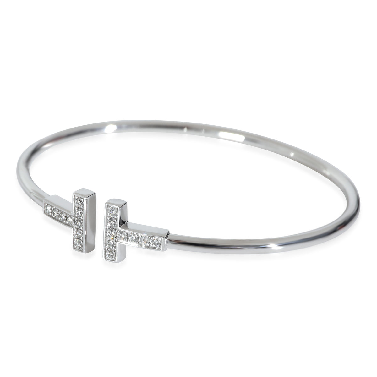 Tiffany T Diamond Bracelet in 18k White Gold 0.24 CTW