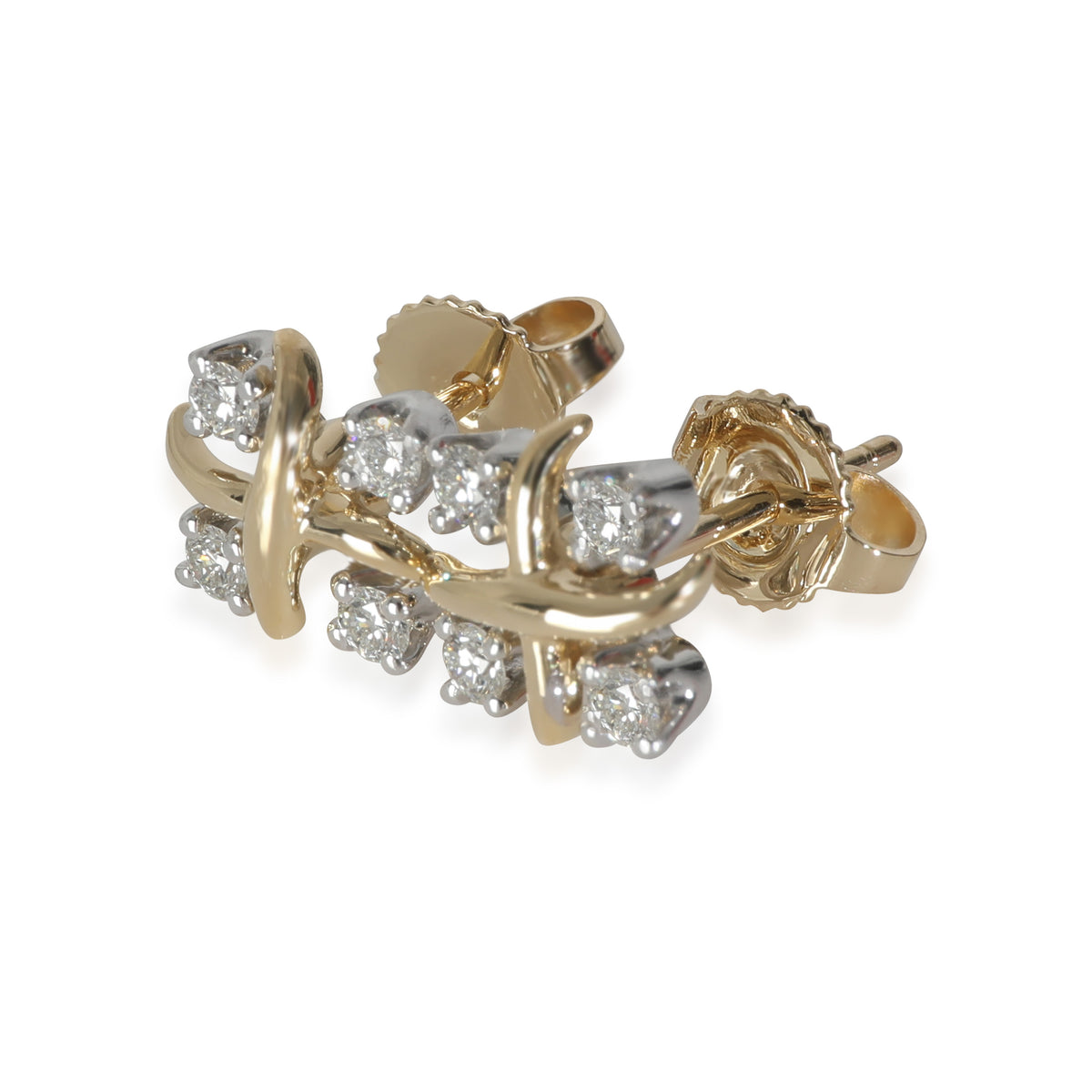 Schlumberger Lynn Earrings in 18k Yellow Gold/Platinum 0.28 CTW