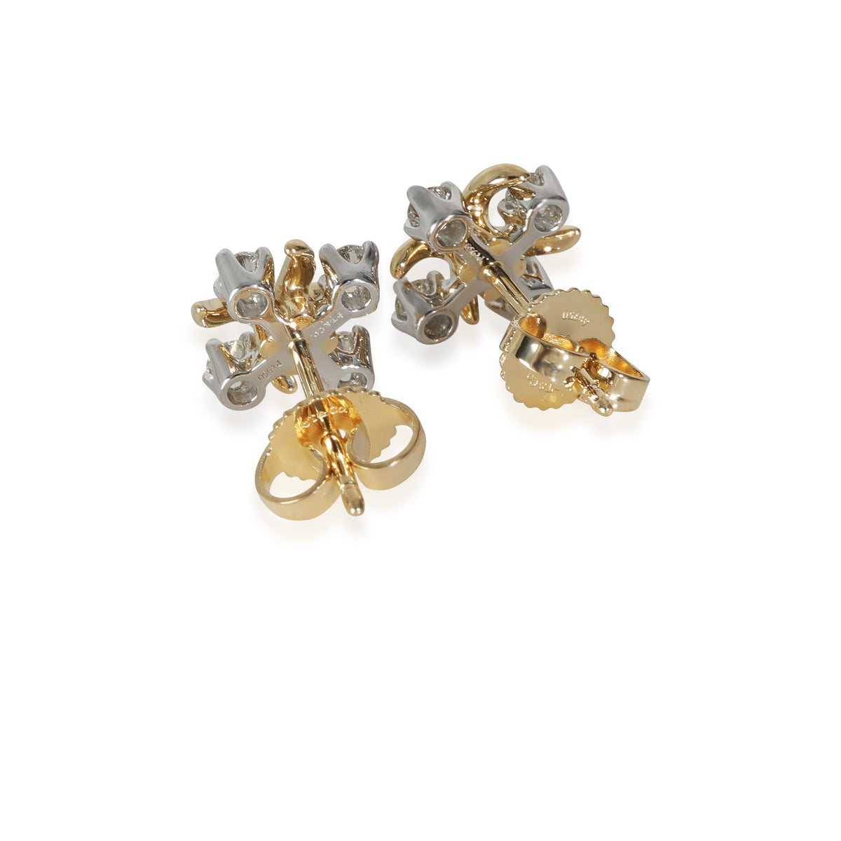 Schlumberger Lynn Earrings in 18k Yellow Gold/Platinum 0.28 CTW