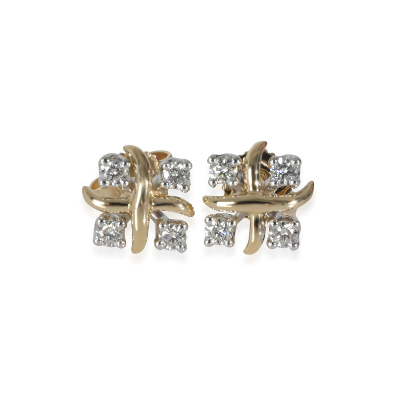 Schlumberger Lynn Earrings in 18k Yellow Gold/Platinum 0.28 CTW