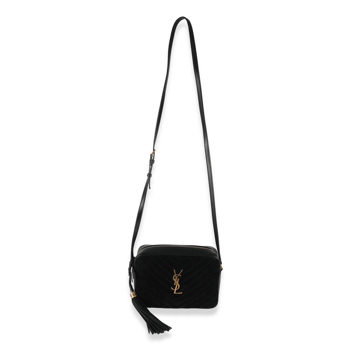 Black Suede Matelasse Monogram Lou Camera Bag