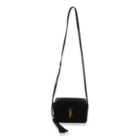 Black Suede Matelasse Monogram Lou Camera Bag