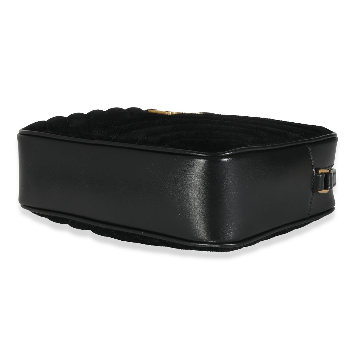 Black Suede Matelasse Monogram Lou Camera Bag