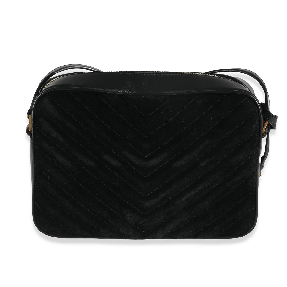 Black Suede Matelasse Monogram Lou Camera Bag