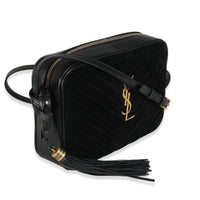 Black Suede Matelasse Monogram Lou Camera Bag