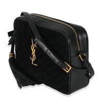 Black Suede Matelasse Monogram Lou Camera Bag