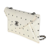 Chanel White Lambskin CC Logo Envelope Clutch With Chain Handbag sv