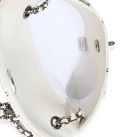 White Lambskin CC Logo Envelope Clutch With Chain